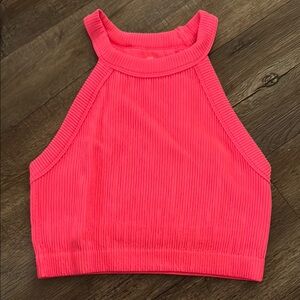 Aerie Orange Pink Ribbed Crop Tank Top